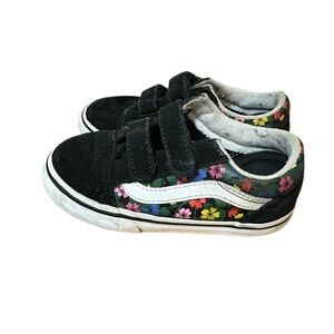 Vans Kids Black Sneakers with Floral Pattern